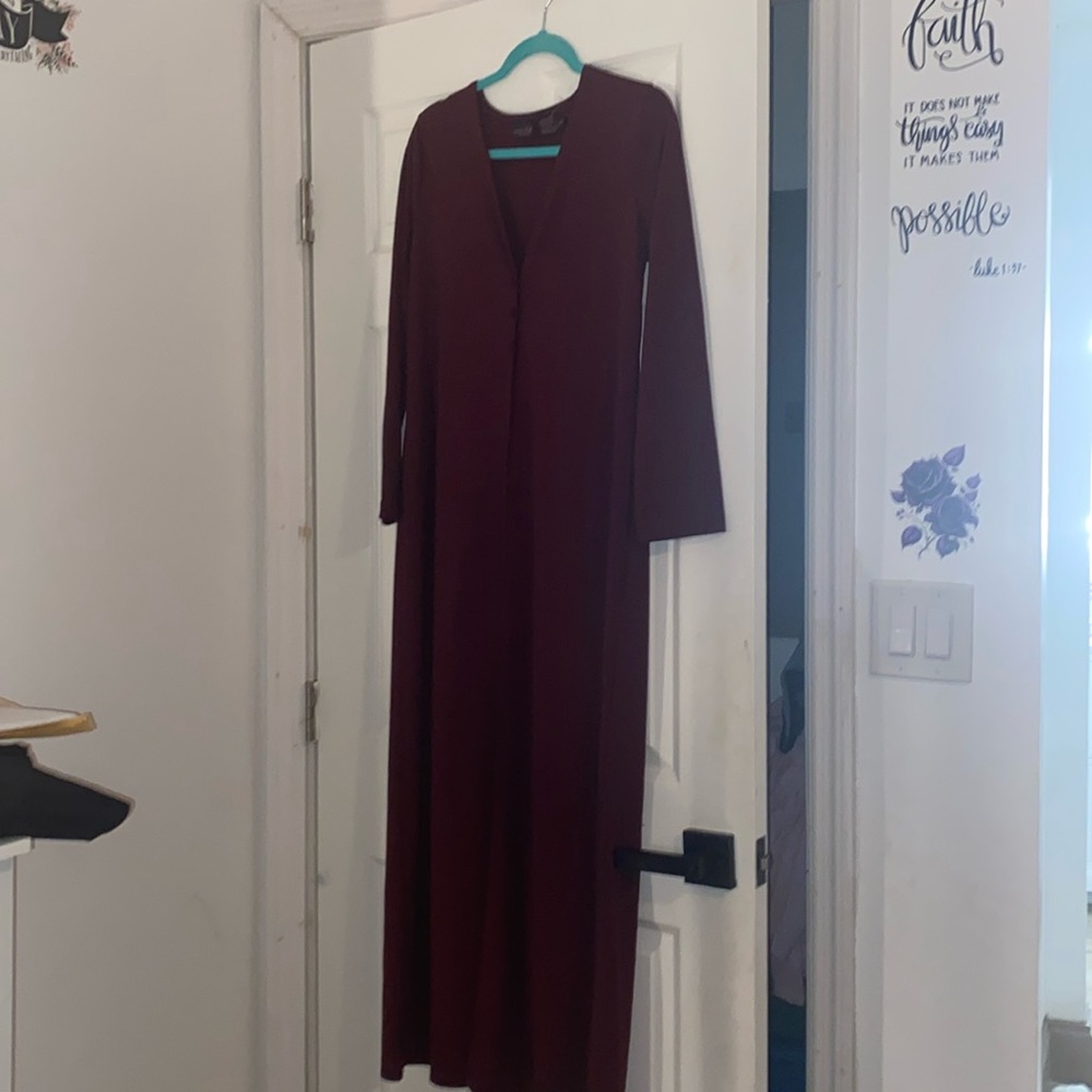 Shape FX burgundy Maxi Long Sleeve open jacket